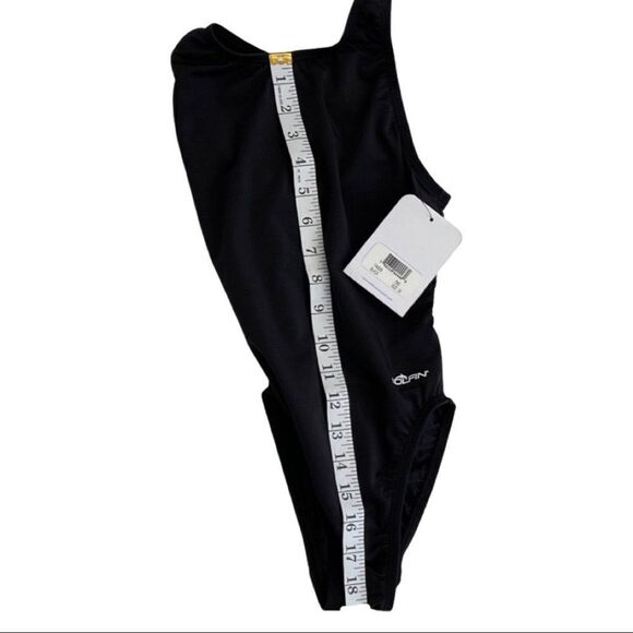 “Dolphin Ocean” Racing Solid Performance Back One Piece Swimsuit • Blk• 26 • NWT - Picture 11 of 13